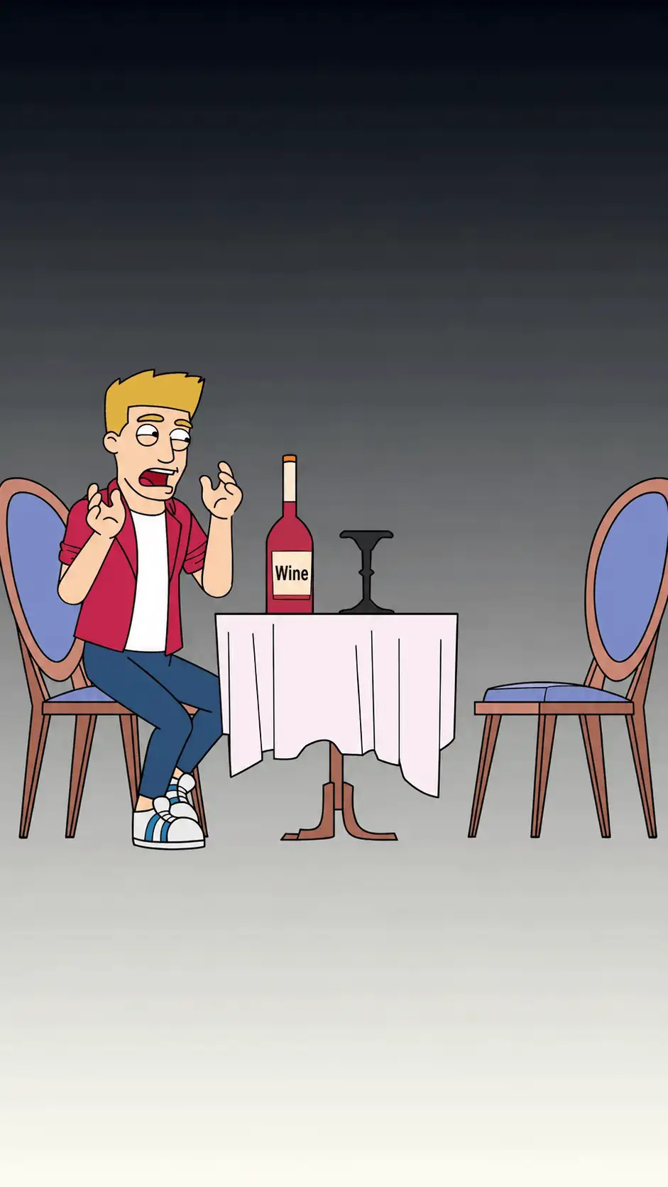 Game screenshot: a closed bottle of wine stands on a table.