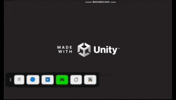 Oynanış videosu: oyun zaten etkileşime açık olsa da debug paneli göstergesi birkaç saniye daha mavi yanıp sönmeye devam ediyor.