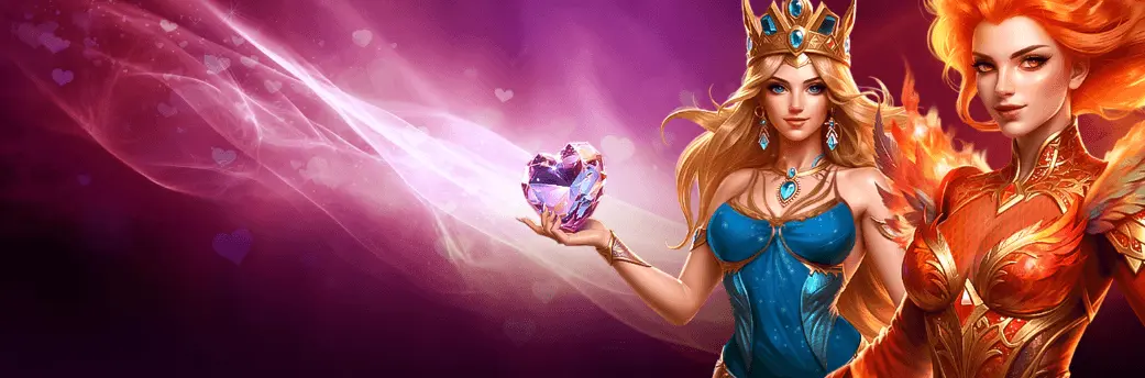 Oyun görseli: fantezi ortamında vücudu saran kıyafetli kız karakterler.