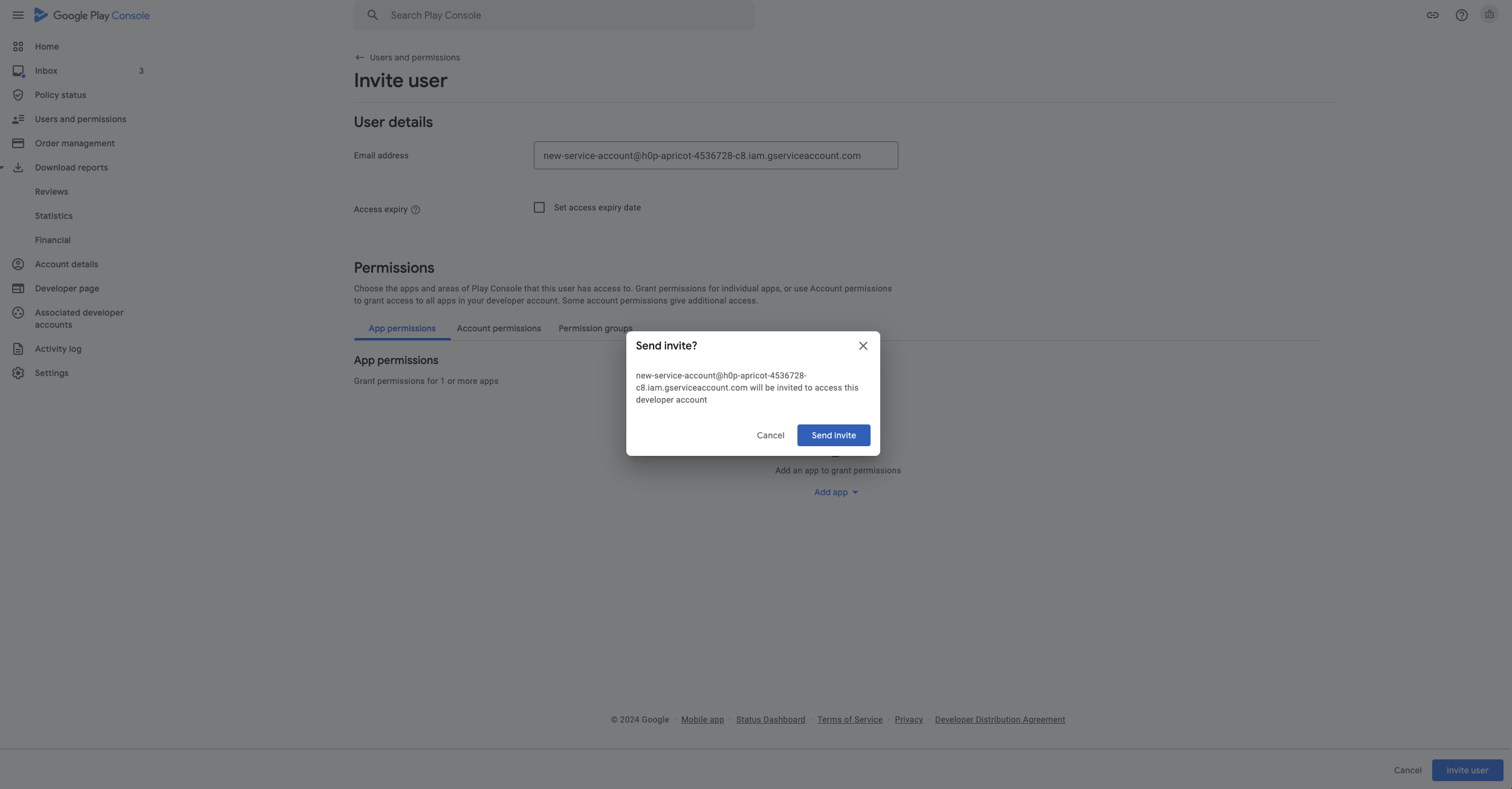 Диалоговое окно Send Invite Диалоговое окно Send Invite