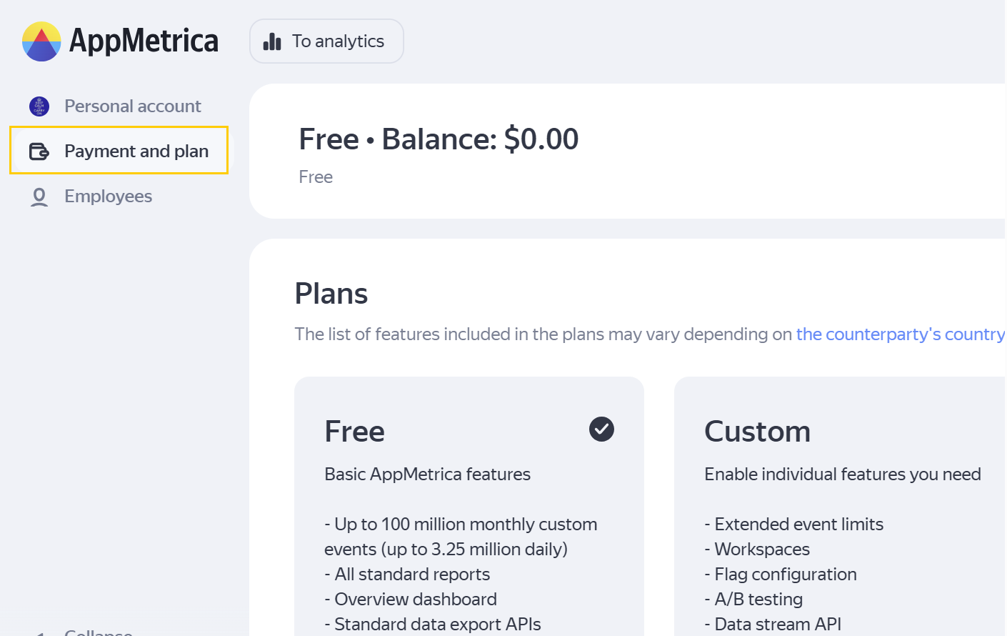 Payment and plan