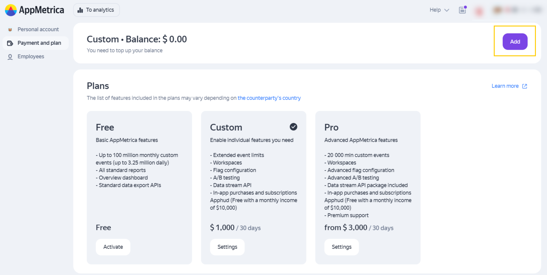 Payment and plan