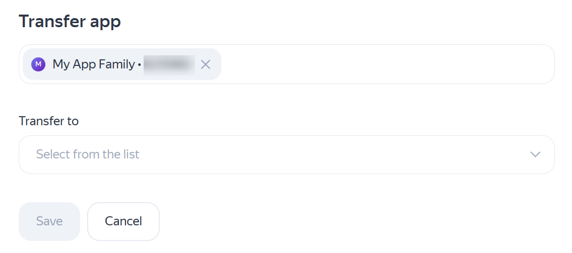 moving an app family to another organization