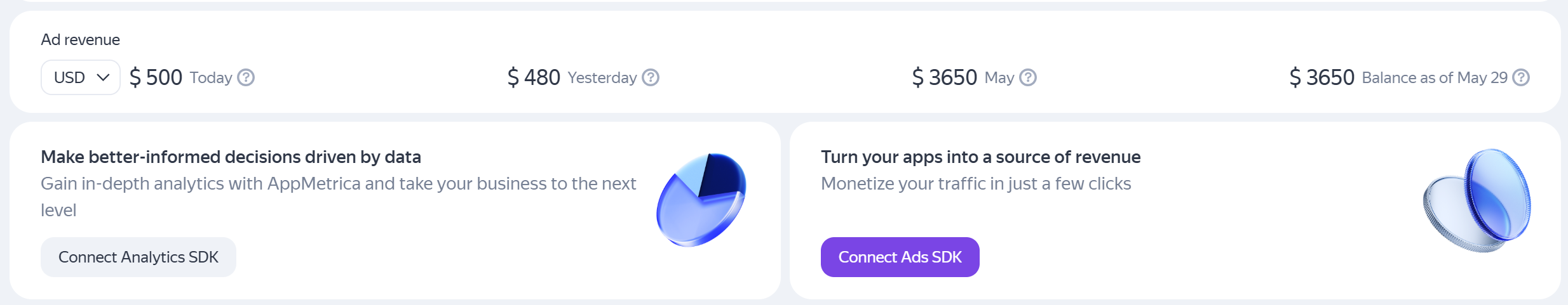 Ad monetization revenue widget for organization owner