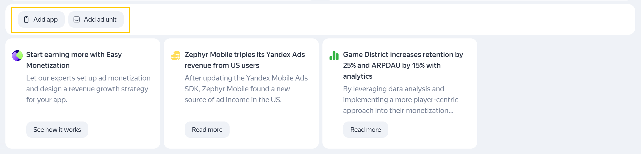 Adding an app and ad unit