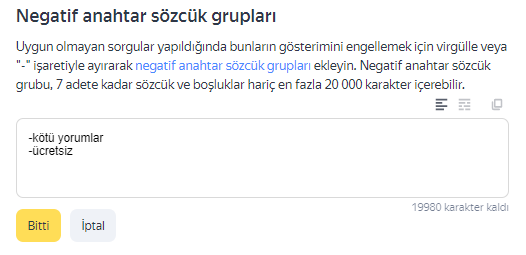 negatif ifadeler