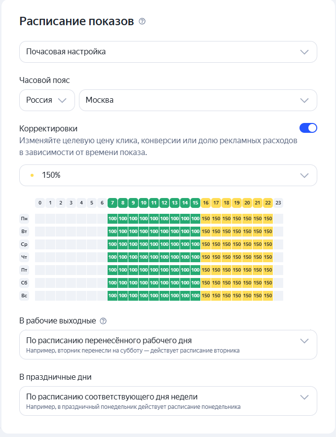 Настройка ставок в кампании