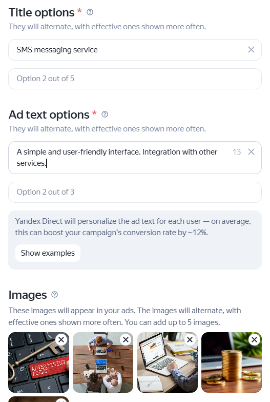 Text and image ads in the Campaign Wizard