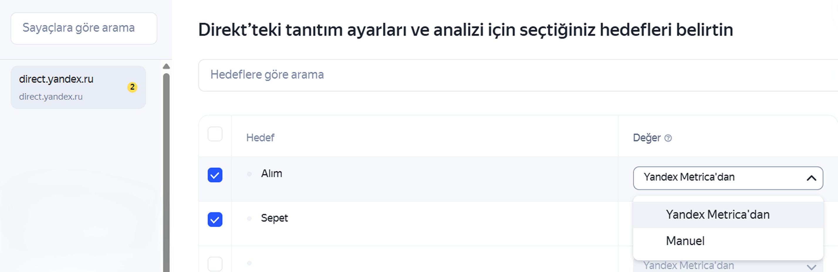 Conversion from Yandex Metrica