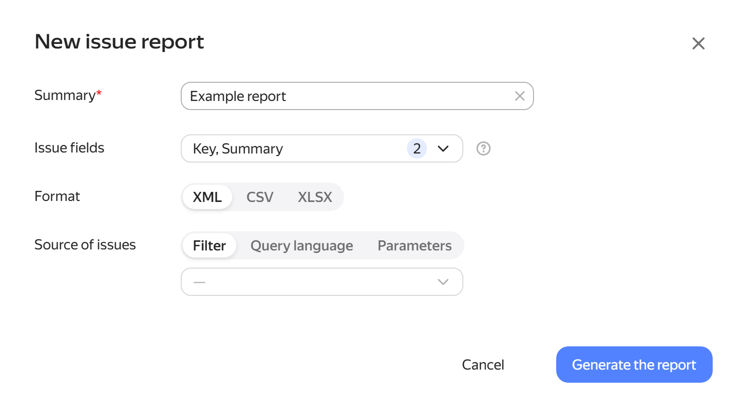 Issue report form