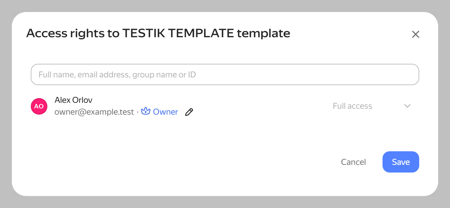 Template access settings